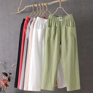 Quần harem cotton Lanh Mỏng Dáng Suông Rộng Phong Cách Hàn Quốc Thời Trang Mùa Hè Hàng Mới 2022 Dành Cho Bạn Nữ