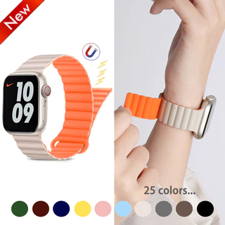 Silicone Dây Đeo Đồng Hồ Từ Tính Bằng Silicon Cho iwatch ultra 49mm 45mm 44mm 42mm 41mm 40mm series 8 7 se 6 5 4 3