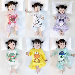 Onesie Bộ Đồ Ngủ Tay Dài Bằng Lụa Mát Thời Trang Mùa Hè Dành Cho Trẻ Sơ Sinh