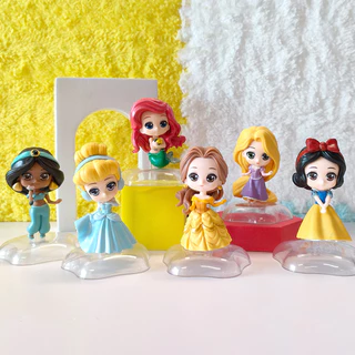 6 Cái / bộ Công Chúa Anime Hình Bạch Tuyết Jasmine Rapunzel Lọ Lem Bella Nàng Tiên Cá Ariel Q Phiên Bản Trang Trí Bánh PVC Nhân Vật Hành Động Đồ Chơi Mô Hình Búp Bê