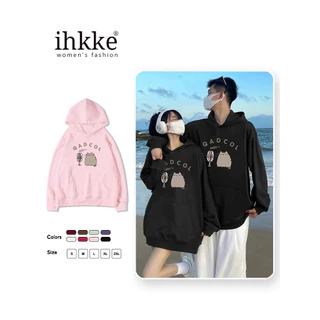 ihkke Đen Áo Hoodie In Hình Mèo kitty Thời Trang Hàn Quốc Cho Nam Nữ