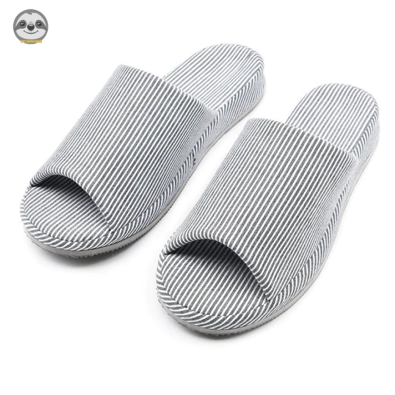[Hàng có sẵn] Phong cách Muji Nhật Bản / Dép đế dày sọc / Dép Cotton nguyên chất / Dép gia đình sọc / đi sàn / Bộ-