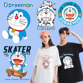 Doraemon Miếng Dán Chuyển Nhiệt In Họa Tiết Hoạt Hình Dễ Thương Dùng Trang Trí Quần Áo diy