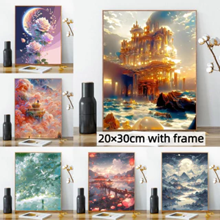 Drofe-20x30cm có khung / tranh tô màu theo số / phong cảnh / tranh số hoá / tranh số hóa / tranh decor