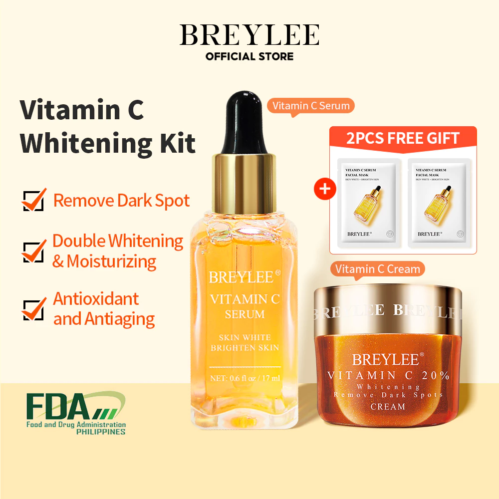 Set Serum Và Kem BREYLEE Chứa Vitamin C Làm Trắng Da 17ml+40g