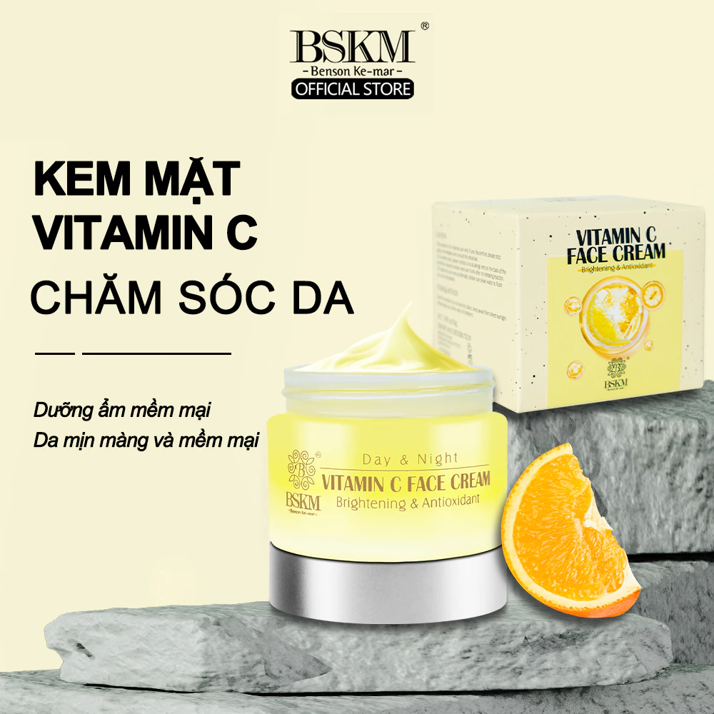 BSKM Kem dưỡng da mặt Vitamin C Làm sáng da Loại bỏ vết thâm Chất chống oxy hóa Chăm sóc da chống lão hóa làm đều màu da 50g