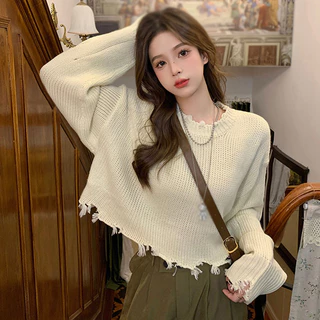 Áo Sweater Cổ Tròn Dáng Rộng Màu Sắc Đơn Giản Phong Cách Hàn Quốc