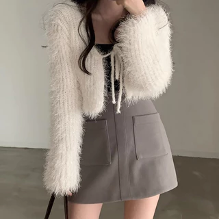 Áo Khoác cardigan Dệt Kim Màu Sắc Xinh Xắn Cho Nữ