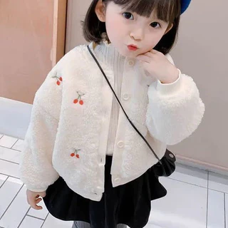 Áo Khoác cardigan Len Lông Cừu Dày Dặn Phong Cách Phương Tây Thời Trang Mùa Đông Cho Bé Gái