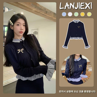 LANJIEXI Áo Khoác cardigan Dệt Kim Tay Dài Phong Cách Hàn Quốc Cho Nữ