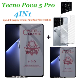 (4in1) Tecno Pova 5 Pova 6 Pro Phim kính cường lực chống nhìn trộm STecno Pova 5 Pova 4 Pova 3 Pova 2 2 Phim bảo vệ màn hình kính cường lực toàn màn hình + Phim mặt sau + ống kính fi