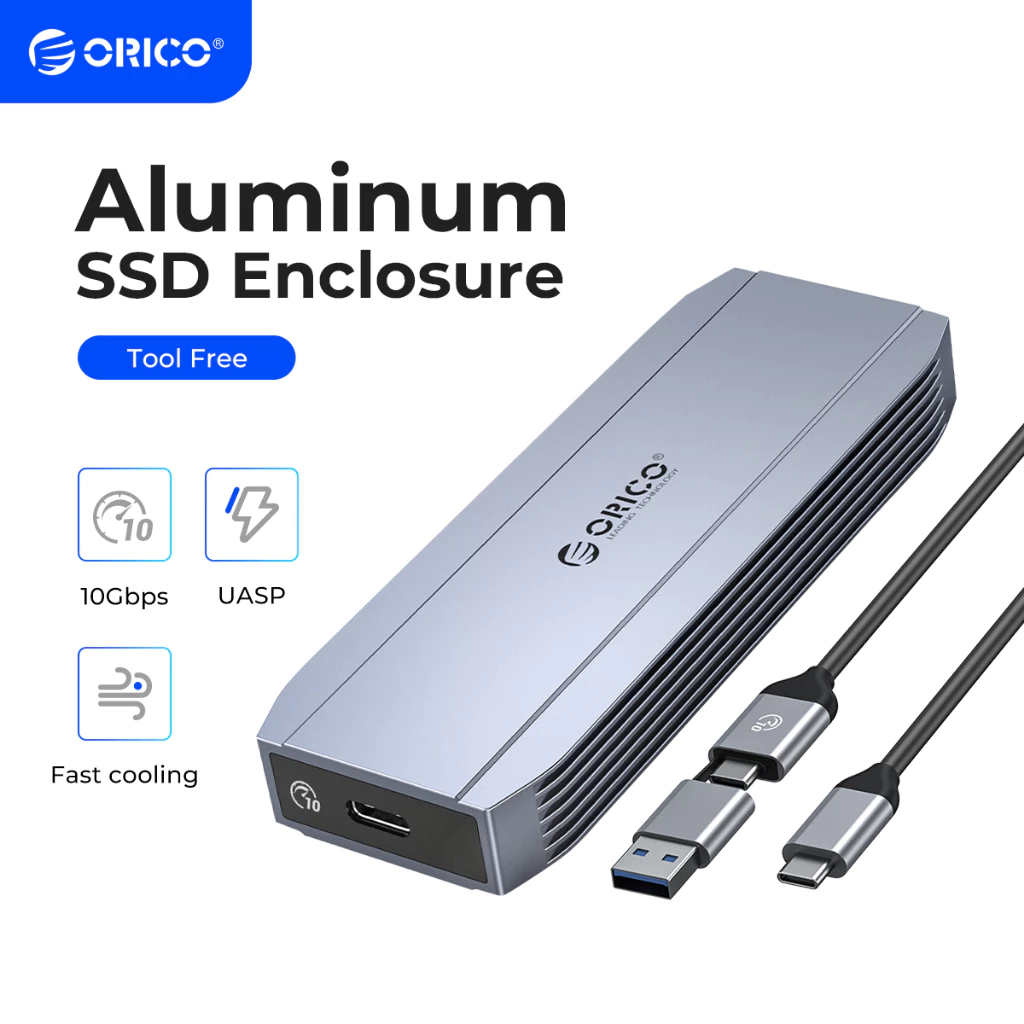 Orico Vỏ Ổ Cứng SSD M2 SATA SSD SATA 6Gbps NVMe 10Gbps PCIe Type C M.2 SSD Hỗ Trợ Windows MacOs Linux (DM2C3)