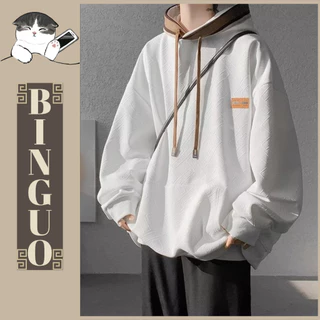 áo hoodie unisex dáng rộng mềm mịn màu trơn phong cách hàn quốc áo khoác hoodie  thời trang họa tiết dập nổi Mũ lớn cá tính áo hoodie trắng