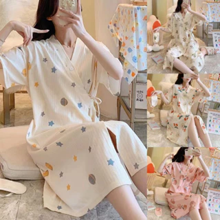 Đầm Ngủ Kimono Tay Ngắn Cột Dây Phong Cách Nhật Bản Thời Trang Mùa Hè Quyến Rũ Cho Nữ