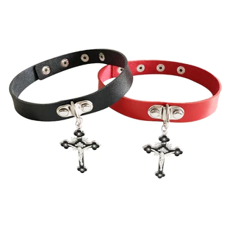 Vòng Cổ Choker Da PU Mặt Chữ Thập Phong Cách Gothic