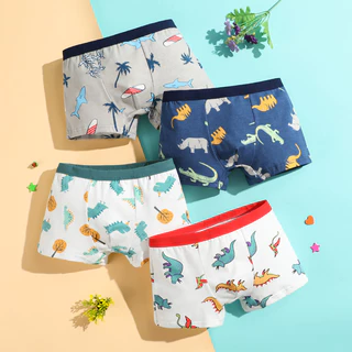 Smy Bộ 4 Quần Lót boxer cotton Mềm Mại In Họa Tiết Thiết Kế Dễ Thương Cho Bé Trai