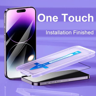 for iPhone 15 14 Pro Max Kính Cường Lực 9D Bảo Vệ Toàn Màn Hình Chống Bụi Dễ Lắp Đặt Cho Full màn hình Khung tự động dán Blue Arrow for iPhone 14 13 Pro Max 12 11 Pro Max X Xs Max XR