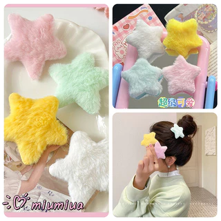 miumiua🔮SANRIO Plush sao kẹp tóc ngọt ngào đáng yêu ngày buộc Plush tóc Clip tóc Bangs Pentagram tóc Clip