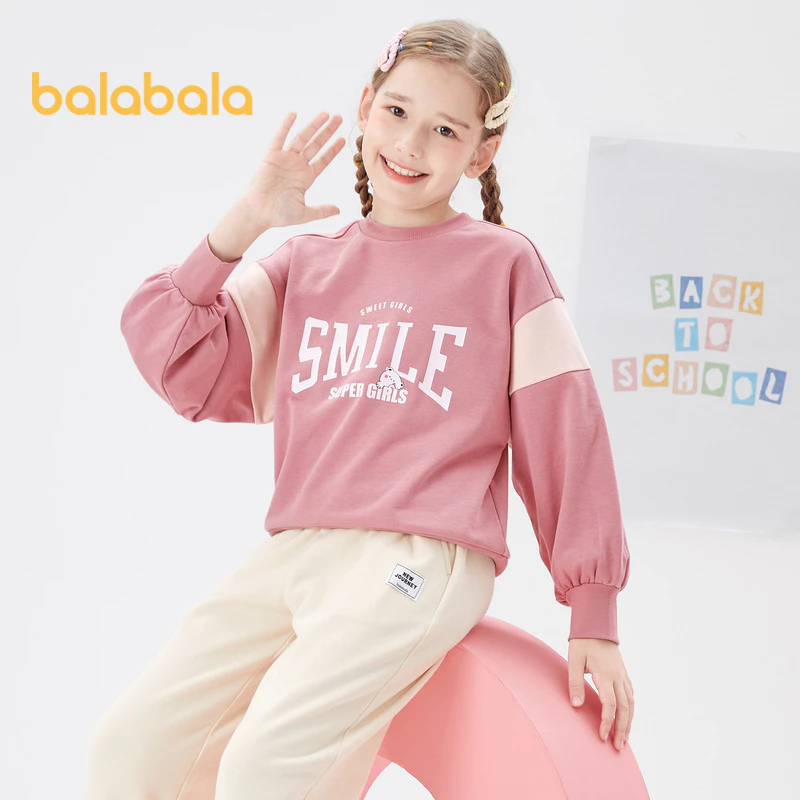 balabala Áo Sweater Tay Dài In Họa Tiết Hoạt Hình Và Chữ Dễ Thương Thời Trang Xuân Thu Cho Bé Gái