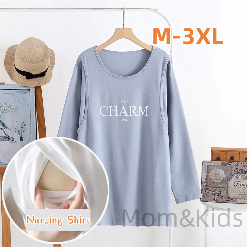 Áo Thun Bà Bầu Cho Con Bú m-3xl Thân Thiện Với Môi Trường