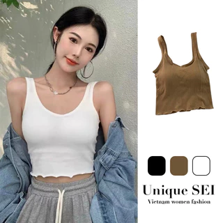 Áo Croptop Sát Nách Màu Sắc Đơn Giản Phong Cách Hàn Quốc 4 Màu Lựa Chọn