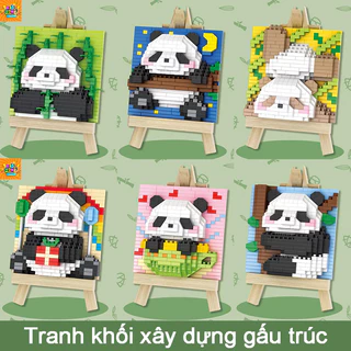 Đồ chơi lắp ráp gấu trúc hoạt hình đồ chơi xây dựng gấu trúc dễ thương khối đồ chơi panda dễ thương