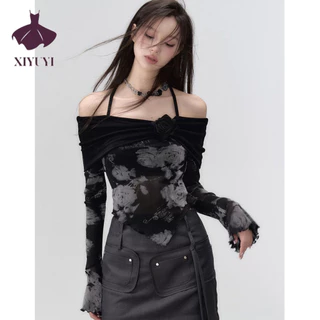 XIYUYI Áo Thun crop top xiyuyi kwayi Phong Cách Hàn Quốc Thời Trang Cho Nữ