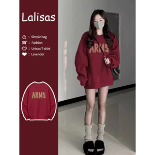 Lalisas Áo Sweater Cổ Tròn Tay Dài Oversize In Hình lalisas Phong Cách retro Mỹ Thời Trang Mùa Thu Cho Nữ