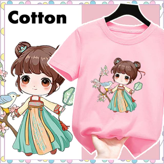 áo bé gái Áo Thun Cotton Nhẹ In Họa Tiết Hoạt Hình Dễ Thương Cho Bé Gái 12 Tuổi