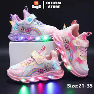 SUGE giày thể thao lưới Phát sáng Cho bé gái Elsa công chúa 1-10 tuổi