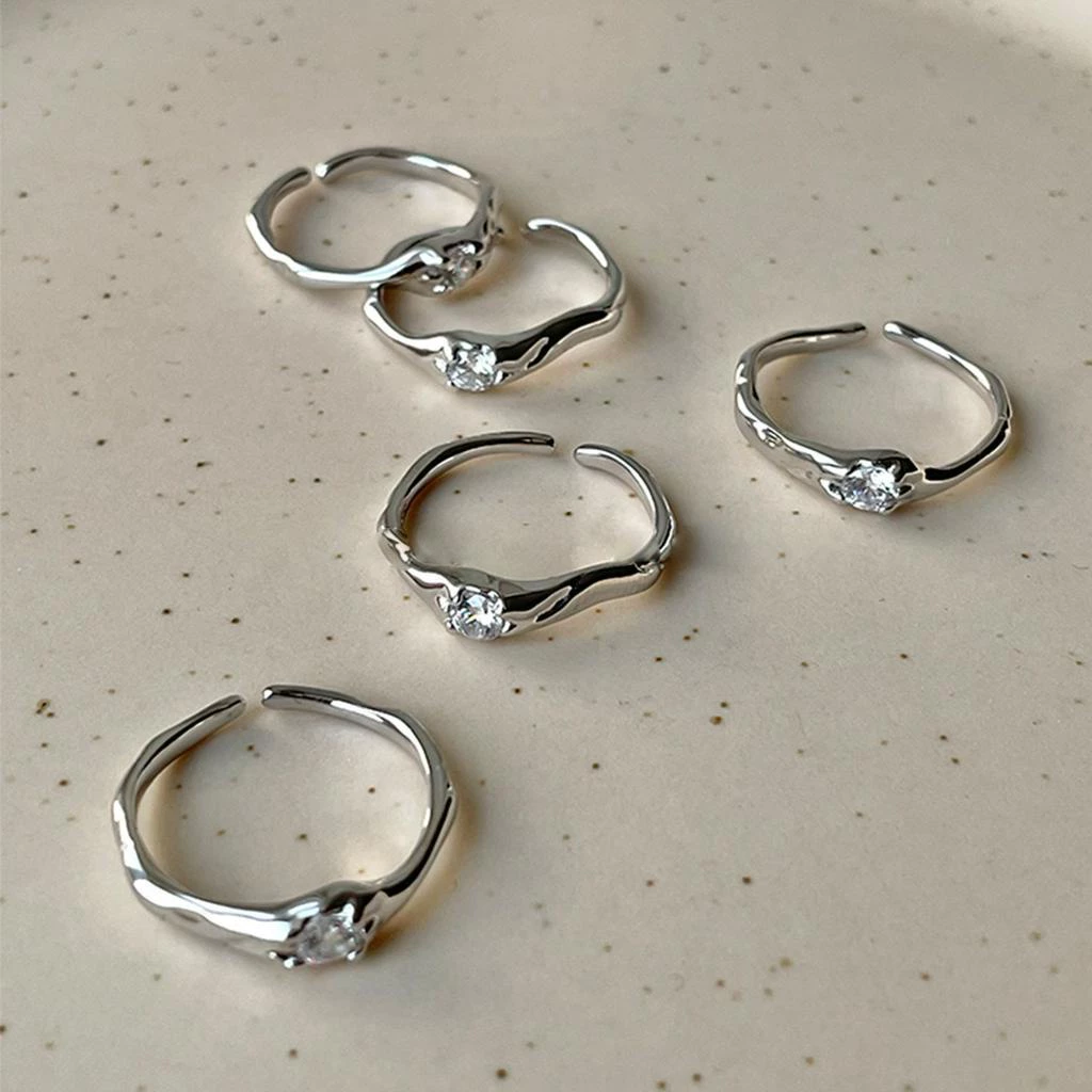 Việt Nam 1 Ngày Giao💕Nhẫn Hở Mạ Bạc 925 Đính Đá zircon Kiểu Dáng Đơn Giản Cho Nữ