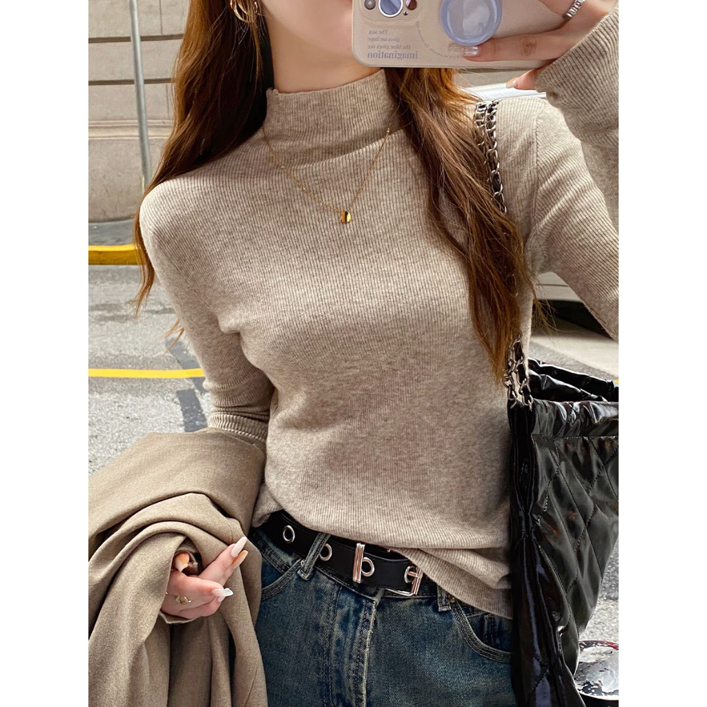 YAYUAN Áo len dài tay cho phụ nữ Slim
