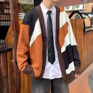 Áo Khoác Cardigan Dệt Kim Cổ Chữ v Dáng Rộng Thời Trang Cho Nam Giới