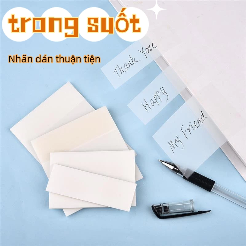 Set 50 Tờ Giấy Ghi Chú Tự Dính Trong Suốt Chống Thấm Nước Tiện Dụng Cho Học Sinh / Văn Phòng