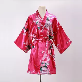 Áo Choàng Ngủ kimono Vải Lụa In Họa Tiết Chim Công Thời Trang Mùa Hè Cho Nữ