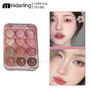 HERORANGE Love 12 Màu Bảng Phấn Mắt Mờ Ngọc Trai Lấp Lánh Bột Trang Điểm Chống Thấm Nước Bảng Phấn Mắt