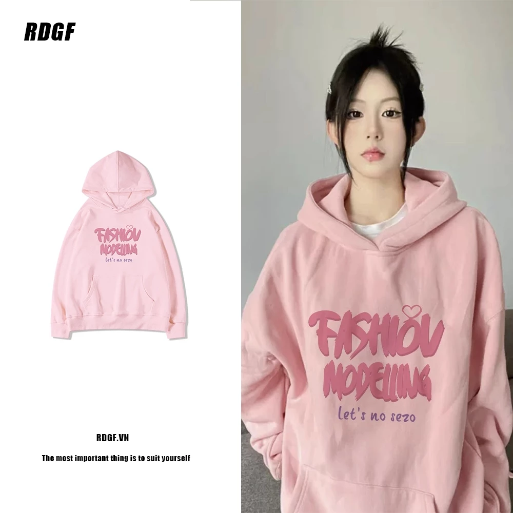 Rdgf Thời Trang Hàn Quốc Áo hoodie oversize Mùa Đông