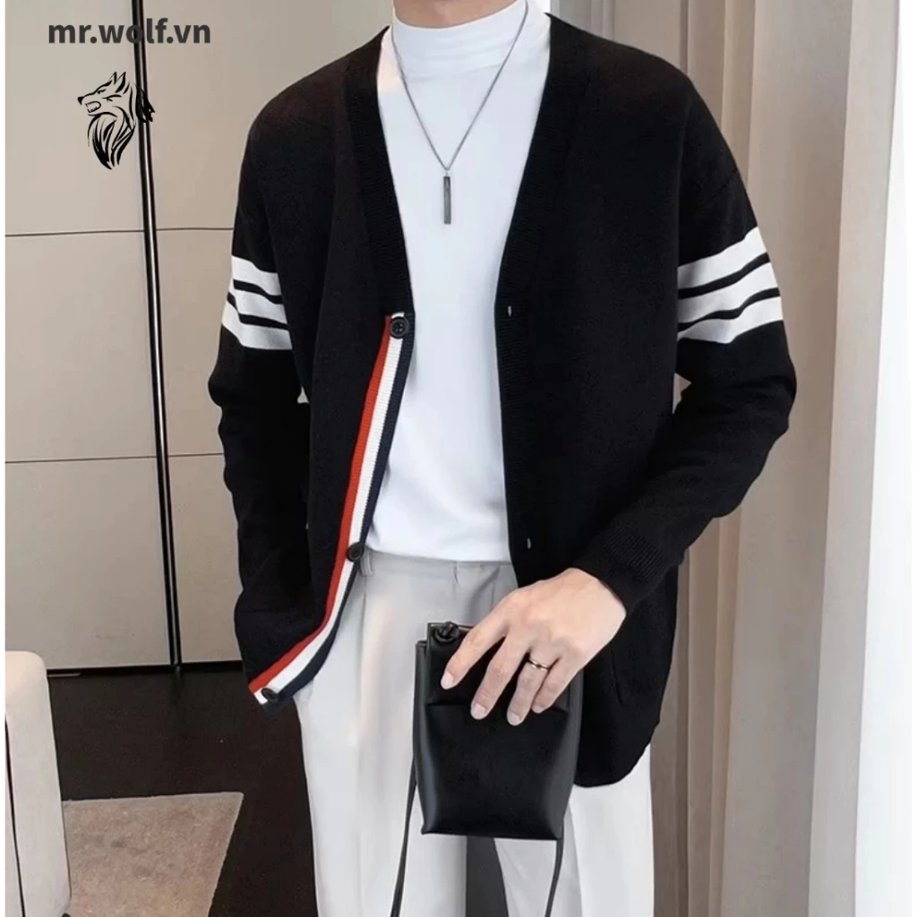 Áo Len Nam Hàn Quốc Dáng Rộng Cổ Chữ V Phong Cách Dài Tay Sweater Dệt Kim Mềm Mịn Cực Ấm Kiểu Dáng Sành Điệu Thời Trang Áo Cardigan Nam Chất Nỉ Bông Cao Cấp Mùa Thu