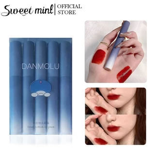 Sweet mint Bộ 5 cây son kem lì DANMOLU kháng nước lâu trôi bền màu chống thấm nước cao cấp