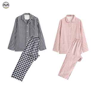 Phong Cách muji Nhật Bản / Áo Len Dài Tay Hai Lớp Chất Lượng Cao / Đồ Ngủ cotton Nguyên Chất / Thoải Mái Cho Cặp Đôi po