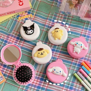 【CF】SANRIO Lược Chải Tóc Có Túi Khí Và Gương Gấp Gọn Họa Tiết Hoạt Hình Dễ Thương Mymelody Cinnamorol Kuromi