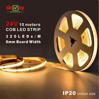 Sinvay Dải Đèn led cob 24v 320leds / m 8mm 10 mét trên mỗi cuộn Chống Nước ip20