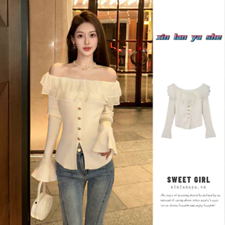 Áo sweater Hai Lớp Tay Chuông Thời Trang Hàn Quốc Cho Nữ