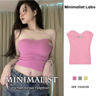 Minimalist Labo Áo Croptop Dệt Kim Sát Nách Thiết Kế Trễ Vai 4 Màu Sắc Lựa Chọn