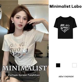 Minimalist Labo Áo Thun Tay Ngắn In Chữ Thời Trang Dành Cho Nữ