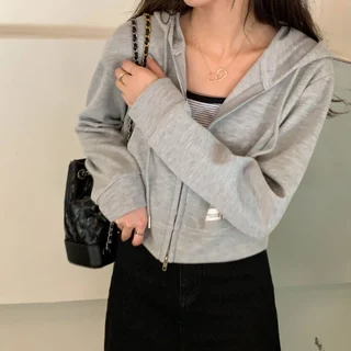 Kaisike  Áo Khoác cardigan Mỏng Có Nón Phối Khóa Kéo Đôi Thời Trang Mới Cho Nữ