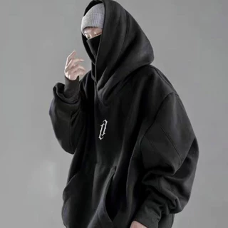 Kyushuad Áo Khoác Hoodie Cổ Cao Dáng Rộng Thêu Họa Tiết Phong Cách hip hop Đường Phố hong kong Cá Tính Dành Cho Nam