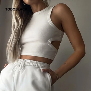 TODOBLACK Áo Croptop Không Tay Hở Lưng Nhiều Màu Sắc Phong Cách Đường Phố Mới Dành Cho Nữ