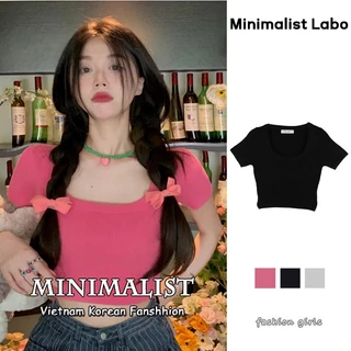 Minimalist Labo Áo kiểu crop top cổ vuông thời trang phong cách Hàn Quốc quyến rũ dành cho nữ