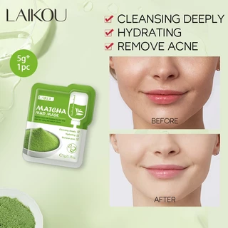 Laikou 5g Mặt nạ bùn Matcha Túi Mini Kiểm soát dầu Thu nhỏ lỗ chân lông Giảm mụn đầu đen Làm sạch